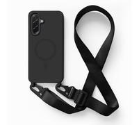 2NSPDRGNI Carga Inalámbrica Funda con Cuerda Compatible con Samsung Galaxy A56,Ajustable Colgante Collar Correa de Cuello Cadena Cordón Case,Negro