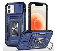 2NSPDRGNI Funda Compatible con iPhone 12/12 Pro 6.1,Carcasa Cubierta de cámara Deslizante Proteger Anillo Soporte Bumper Case Cover,Azul