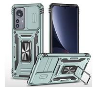 2NSPDRGNI Funda Compatible con Xiaomi Mi 12,Carcasa Cubierta de cámara Deslizante Proteger Anillo Soporte Bumper Case Cover,Verde