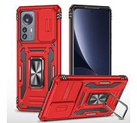 2NSPDRGNI Funda Compatible con Xiaomi Mi 12 Pro,Carcasa Cubierta de cámara Deslizante Proteger Anillo Soporte Bumper Case Cover,Rojo