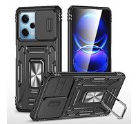 2NSPDRGNI Funda Compatible con XiaoMi Poco F5 5G/RedMi Note 12 Turbo 5G,Carcasa Cubierta de cámara Deslizante Proteger Anillo Soporte Bumper Case Cover,Negro
