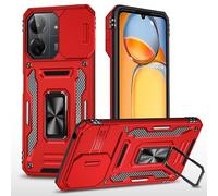 2NSPDRGNI Funda Compatible con Xiaomi Redmi 12 4G/5G/Note 12R,Carcasa Cubierta de cámara Deslizante Proteger Anillo Soporte Bumper Case Cover,Rojo