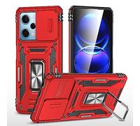 2NSPDRGNI Funda Compatible con Xiaomi Redmi Note 11 E Pro 4G/5G/Redmi Note 12 Pro 4G,Carcasa Cubierta de cámara Deslizante Proteger Anillo Soporte Bumper Case Cover,Rojo