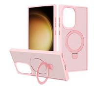 2NSPDRGNI Magnética Funda Compatible con Samsung Galaxy S22 Ultra,Traslucida Mate Carcasa Case Cover con Soporte,Rosa
