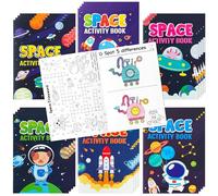 2OOYA 24 libros para colorear espaciales para fiestas infantiles a granel, 6 estilos de laberintos temáticos espaciales, palabras de búsqueda, libros de actividades de bricolaje, páginas de colores de