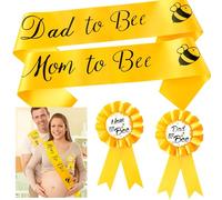 2ooya Juego de 4 bandas de maternidad de abeja amarilla, kit de banda de abeja para mamá a abeja y papá a abeja, con ramillete de abeja, tema de abeja, recuerdo para niño y niña, baby shower,