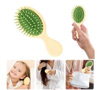 2P Mini cepillo de pelo, cepillo para desenredar, mini cepillo desenredante, sin enredos, cerdas IntelliFlex ultrasuaves, con nudos fáciles sin desgarros ni roturas (amarillo escarchado-verde)