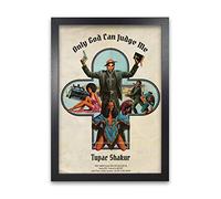 2Pac Only God Can Judge Me - Póster de música retro enmarcada para decoración del hogar, arte de pared con marco de 15,2 x 20,3 cm