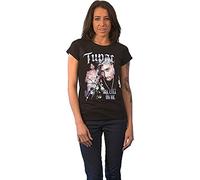 2Pac Tupac Camiseta All Eyez on Me Logo Nue oficial para mujer, color negro