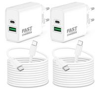 2Pack 45W 2-Puertos USB C Rapida Cargador para Google Pixel 11/10/9 Pro XL | Accesorios Cargador Carga Original USBC USB-A Enchufe+ 2M Tipo C Cable para Pixel 9a/8a/7a/8/7/6/5/4/3/Fold, iPhone 17/16/15