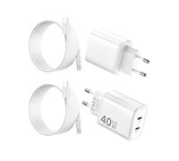 2Pack Cargador 40W para iPhone 17Pro, 2 Puertos USB C Cargador Rápido con USB C Cable de 2M para iPhone 17Pro Max/17 Pro/17/16/15 Plus, para iPad Pro/Mini/Air