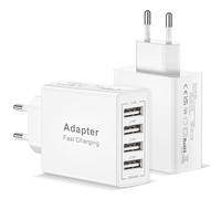 2Pack Cargador USB 25W, 4 Ports Enchufe USB Multiple Carregador USb Charger Adaptador Cargador Movi para iPhone 17/16/15/14/13/12/11/XR/XS/SE/8/7/6/5,iPad, Samsung S25 S24 S23 S22,Xiaomi,Pixel,Oneplus