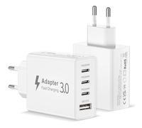 2Pack Cargador USB C Carga Rapida, 50W 4 Puertos Cargador USB Multiple Adaptador Enchufe Tipo C Carregador USB Charger para iPhone 17 16 15 14 13 12 Pro Max Mini 11 XS XR 8 Plus SE,iPad,Samsung Galaxy