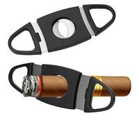 2Pack Cortador de Puros, Cigarros Cortador de Acero Inoxidable, Bolsillo Cigarros Cutter, Cuchilla Doble Afilada Tijeras para puros, Puros Herramienta para La Mayoría del Tamaño, Negro