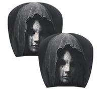 2Pack Ghost Face Headrest Covers,Scary Headrest Covers For Car,Soft Stretch
