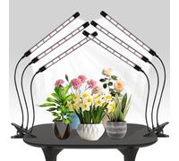 2Pack Lámpara para plantas, lámpara de crecimiento de 3 cabezales, luz de crecimiento de espectro completo para plantas de interior, luz para plantas con temporizador de encendido/apagado de 6/12/18h