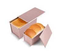 2Pack Pullman Loaf Pan with Lid,Non-Stick Sandwich Bread Loaf Pan,1 Lb/0.5 Lb Capacity,Bread Toast Box Mold for Baking