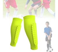 2Pack Shin Defender Shin Guards, Calf Compression Sleeve with Honeycomb Pads,Soccer ShinGuards Shins Pads for Kids Youth Adult (Yellow,XS)