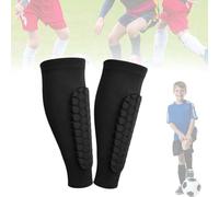 2Pack Shin Defender Shin Guards, Calf Compression Sleeve with Honeycomb Pads,Soccer ShinGuards Shins Pads for Kids Youth Adult (Black,L)