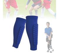 2Pack Shin Defender Shin Guards, Calf Compression Sleeve with Honeycomb Pads,Soccer ShinGuards Shins Pads for Kids Youth Adult (Blue,XS)