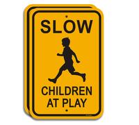 2Pack SlowChildren at Play Signs Slow Down Sign 18 x12 40Mil Rust Free Aluminum Weather Resistant Waterproof Durable In