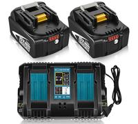 2Packs BL1860B Recambio para Makita Batería 18V 5.5Ah +Cargador Doble 3A DC18RD para Makita Cargador 14,4V- 18V