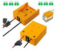 2Packs Power Wheel Adaptador para Dewalt 18 V/20 V/60 V batería de iones de litio, terminales de cable de conexión de CC y luz de trabajo LED, cargador USB dual, conector de alimentación para coche RC
