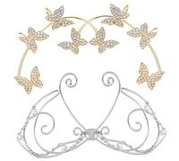 2Pairs Butterfly Clip Earrings Fairy for Women No Piercing Clips Jewelry Lightweight Comfortable Ear Accessories Birthdays