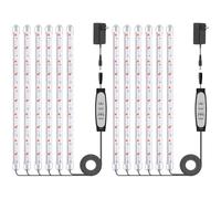2Paquetes 6 Barras de Luz para Cultivo de Plantas, Lámpara de Luz Solar de Espectro Completo con Temporizador 6/12/18H, 5 Niveles Regulables para Suculentas, Estante para Plantas, Bajo Armario