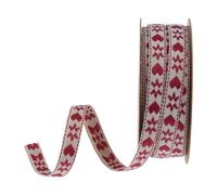 2pc 10yards/roll 10mm Cotton Hemp Heart Jacquard Ribbon for Clothing Sewing DIY Hair Bows Hat Decor Craft Accessories Brocade(Color2)