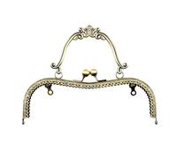 2pc 20.5CM Retro Embossing Flower Golden Metal Kiss Bucket Purse Frame For Bags Handle Clasp To The Bag DIY Accessories(20.5CM cinnamon)