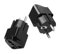 2PC Adaptador de Viaje Universal para Alemania, Francia, Países Bajos, Dinamarca, Bélgica, República Checa, Grecia, Austria, Bélgica, Polonia, etc,3 Pines a 2 Pines EU para Europa, (White)