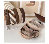 2pc Autumn/Winter Fashion Brown Color Headbands Wide Crystal Hair Bands For Woman Temperament Hair Hoop Hair Accessories(14)