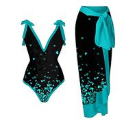 2pc Bañadores y Pareo Sarong de Mujer Estampados Floral Traje de Baño una Pieza y Gasa Falda Playa Sexy Moda Push up Elegante Bohemia Monokinis Beachwear Bañador Bikinis Vacaciones 2025