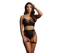 2PC Bra set with garters - Black - O/S