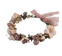 2pc Bridal Hair Accessories Foam Rose Headband Women Headdress Silk Fake Flower Wreath Handmade(Color 21)