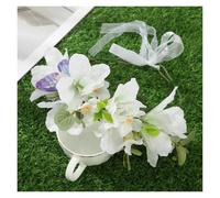 2pc Canna Flowers Wreath Crown Festival Green Leaf Headband Floral Garland Wedding Women Hair Accessories(E)