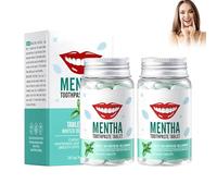 2PC Dentífrico Sólido, Pasta Dentífrica Masticable, Pasta De Dientes Sólida A Menta, Limpia los Dientes en Profundidad, Elimina las Manchas, Mejora el Mal Aliento