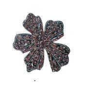 2pc Diamond Self-adhesive Beads Flowers Full Of Cloth Stickers Dress Bags Clothes Clothing Accessories(Purple trumpet)