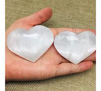 2pc en forma de corazón selenita natural piedra preciosa corazón reiki curativo chakra gitano piedra-4pc