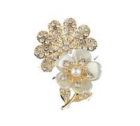 2pc Fashion Floral Brooch Accessory - Pearl-set Diamond Alloy Clothing Versatile Vintage Coat Fastening Pin(B229)