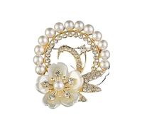 2pc Fashion Floral Brooch Accessory - Pearl-set Diamond Alloy Clothing Versatile Vintage Coat Fastening Pin(B230)