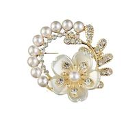 2pc Fashion Floral Brooch Accessory - Pearl-set Diamond Alloy Clothing Versatile Vintage Coat Fastening Pin(B221)