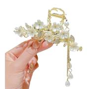 2pc Female Flower Pearls Tassel Hair Clip Back Of Head Women Temperament Korean Style Accessories Headwear(B-1 PC)