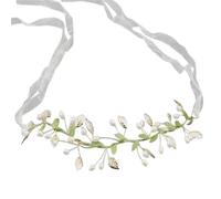 2pc Forest Style Wreath Hairbands Pearl Crystal Floral Garland Headdress Princess Flower Wedding Headband(Color 02)