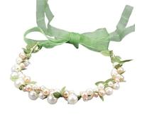 2pc Forest Style Wreath Hairbands Pearl Crystal Floral Garland Headdress Princess Flower Wedding Headband(Color 01)