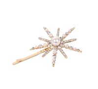 2pc Geometric Stars Moon Rhinestone Hair Clip Set Snowflake Star Bride Hairpins Women Side Barrettes Accessories(Color3)