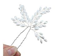 2pc Handmade Floral Pearls Bride Hairpin Large Wedding Hair Pin Vine For Women Accessories Jewelry(Silver)