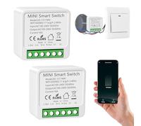 2PC Interruptor de Luz Inteligente WIFI, Alexa Interruptor Inteligente Módulo, Mini Smart Switch WIFI Compatible con Alexa,Tuya y Smart Life, Requiere Conductor Neutro