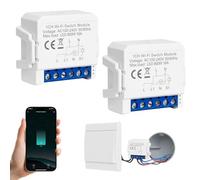 2PC Interruptor Inteligente WIFI, Interruptor WIFI, Interruptors Inteligentes Alexa, Interruptors de Luz Inteligente con Smart Life y Tuya, Mini Smart Switch Wi-Fi Compatible con Alexa y Google Home